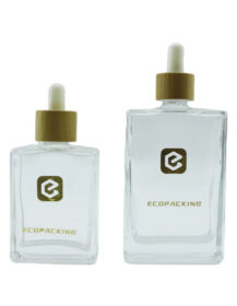 Cosmetic Packaging Transparent Square Rectangle Essential Oil Glass Dropper Bottles Glass Mini 15ML Empty 30ml 50ml 100ml