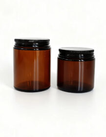 1 oz 2 oz 3 oz 4 oz 8 oz Amber Glass Candle Jars with Black Aluminum Metal Lids