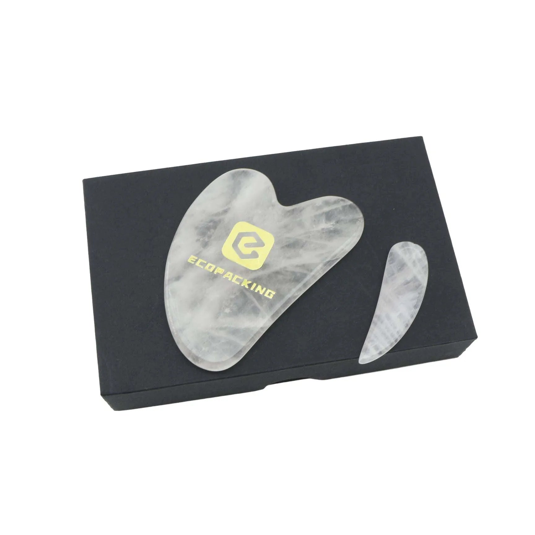 Facial Massager Tool Set Heart-Shaped Pink Crystal Rollers & Scraping Board Jade Gua Sha for Facial Massage - 图片 5