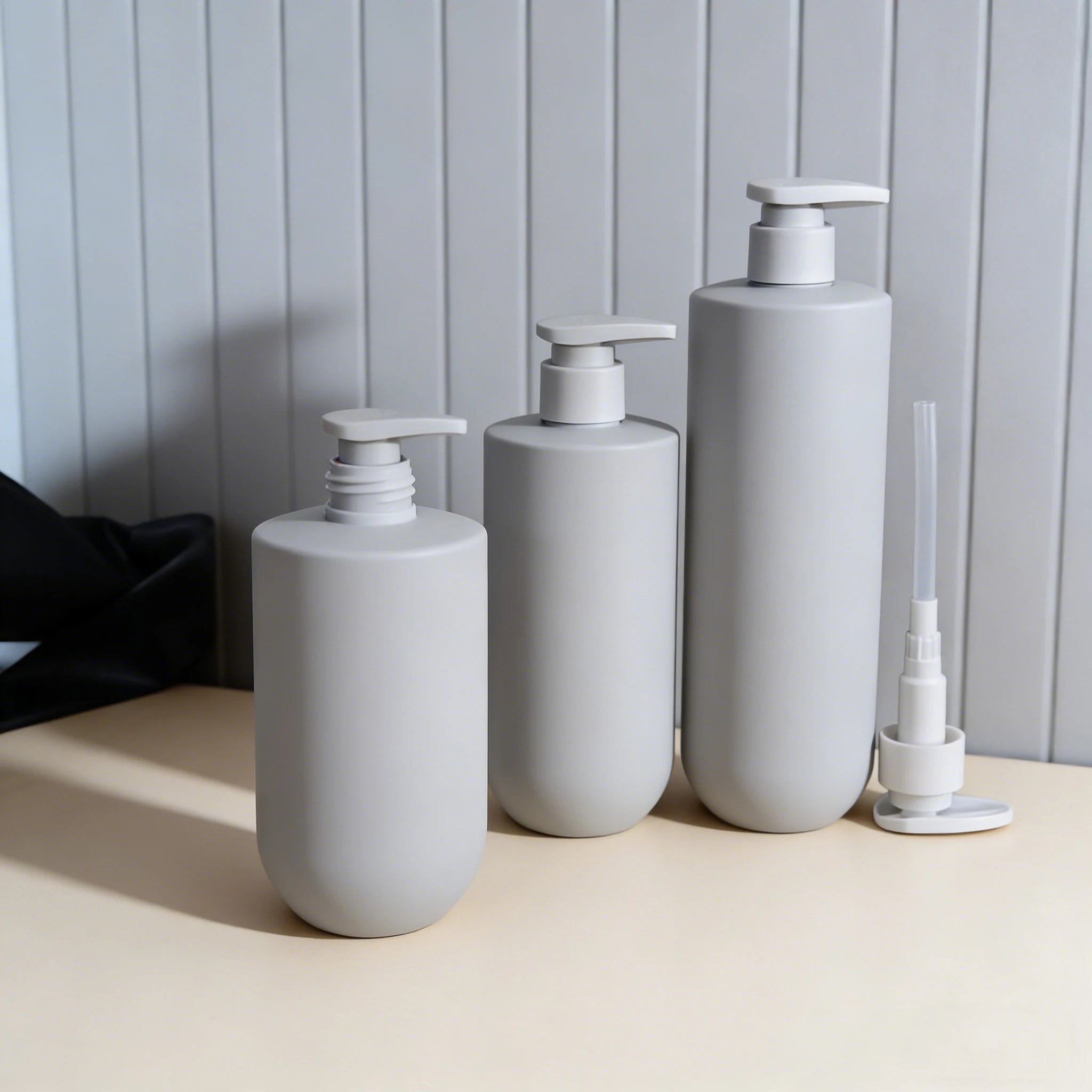 Luxury Large Capacity Empty Shampoo & Conditioner Bottles 500ml/400ml/350ml Grey HDPE Body Wash Shower Gel Packaging - 图片 2