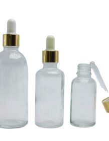 Empty Round 5ml 10ml 20ml 15ml 30ml 50ml 100ml Gold clear Cosmetic Essential Oil Serum Glass Dropper Bottle