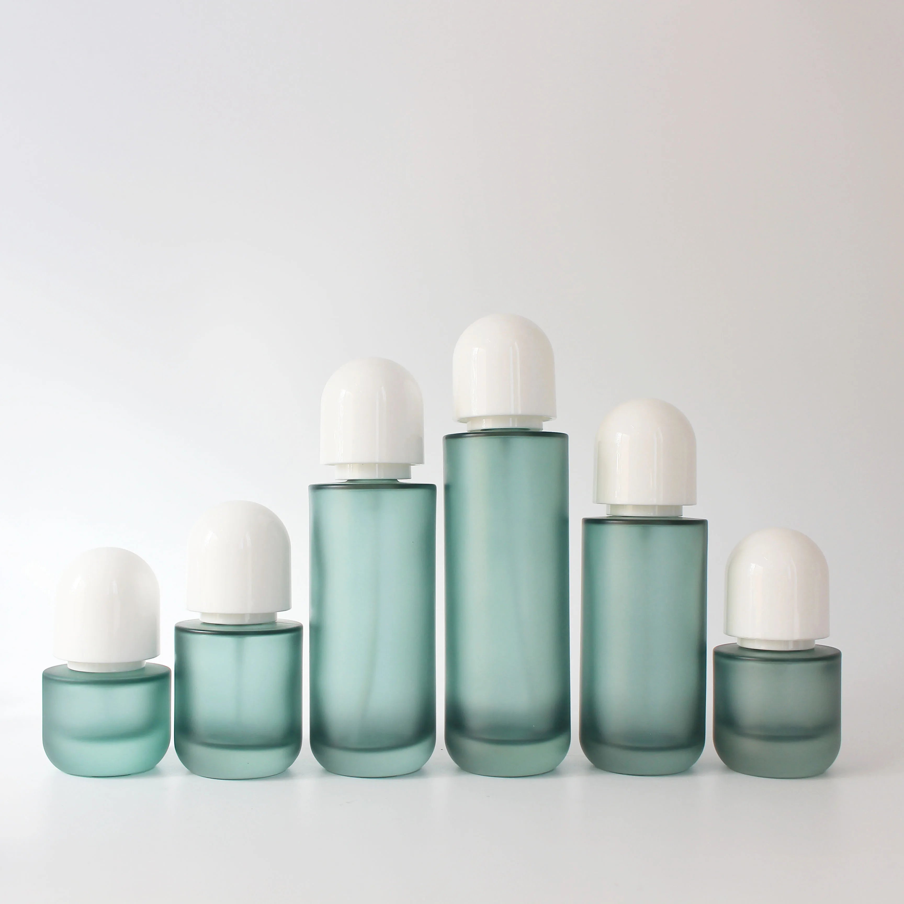 Cosmetic Set Frosted Green Glass Pump Spray Bottle 30ml 50ml 100ml 120ml Luxury 30g 50g Cream Jar - 图片 4