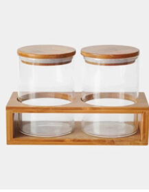 Custom High Quality Food High Borosilicate Storage Glass Spice Jar with Bamboo Lid for Saffron Cookie Tea Coffee Packaging