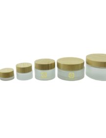 High Quality Cosmetic 5g 15g 30g 50g 100g Empty clear Frosted Glass Cream Jar with Bamboo Lid