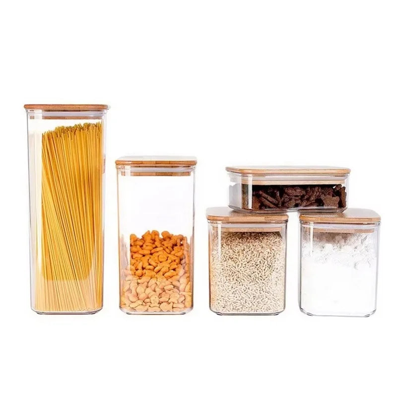 Round Airtight Coffee Tea Spice Kitchen Organizer Seal Glass Food Storage Jars with Bamboo Lid - 图片 4