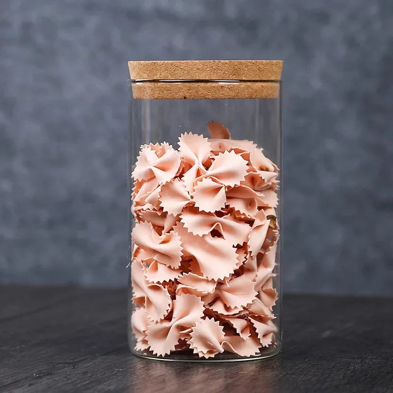 Borosilicate Transparent Kitchen Food Grade Glass Jar with Cork for Candy Spice Cereals Spice Dry Flower 300ml 500ml 1000ml - 图片 5