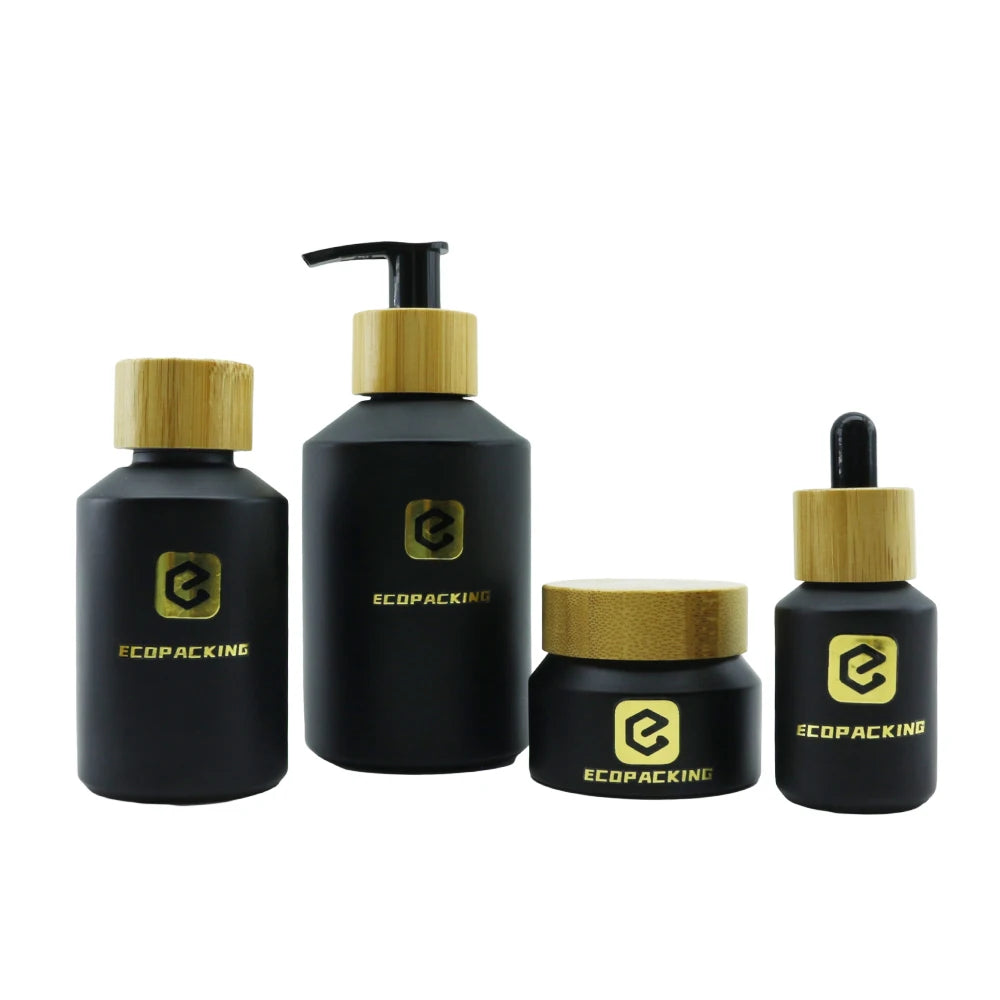 Luxury Cosmetic Packaging Dropper Glass Bottle Empty Cream Jar Lotion Pump Glass Bottle Skin Care Cosmetic Bottles and Jars Set