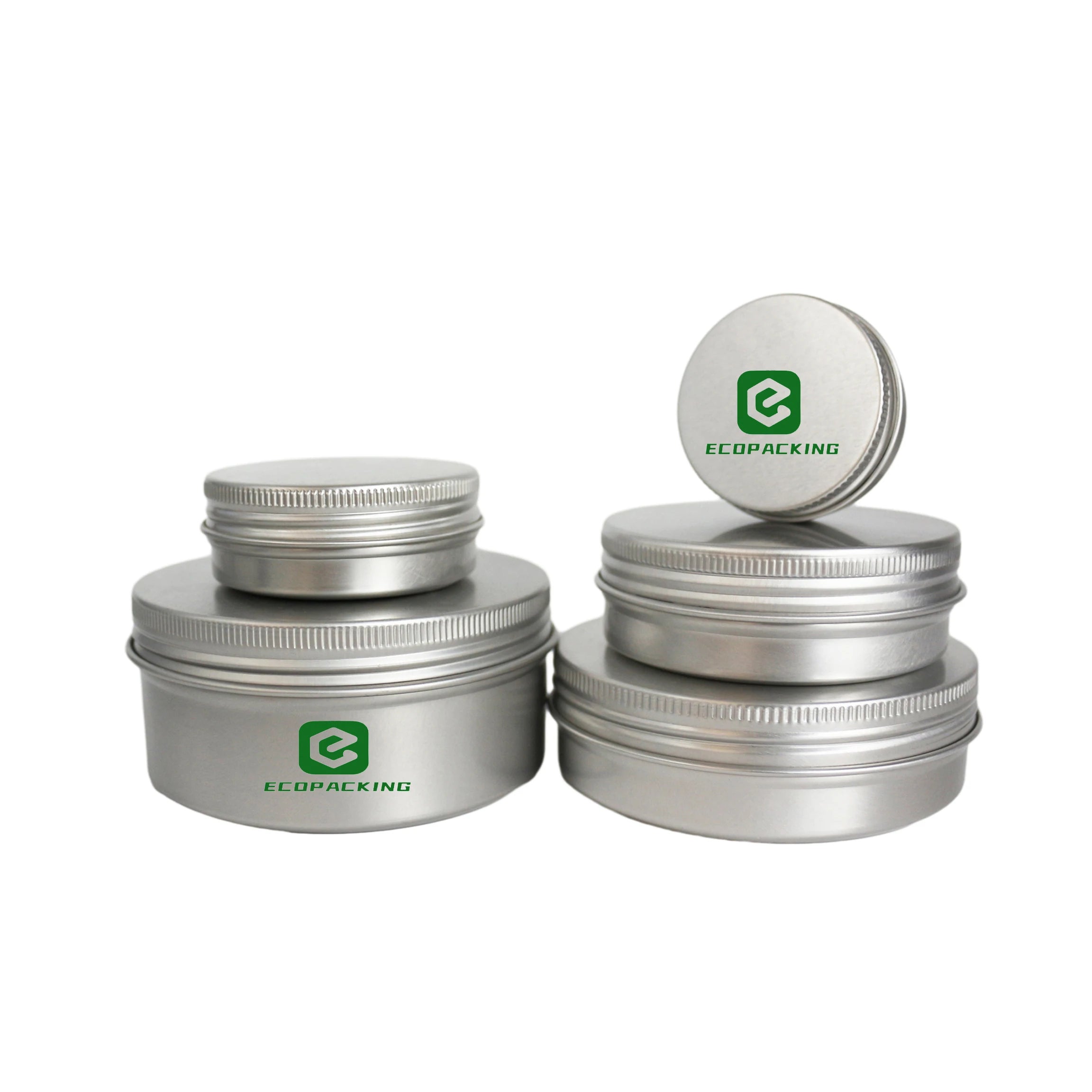 Wholesale Aluminum Jar With Screw Lid Round Silver Cosmetic Tin Container Can - 图片 3