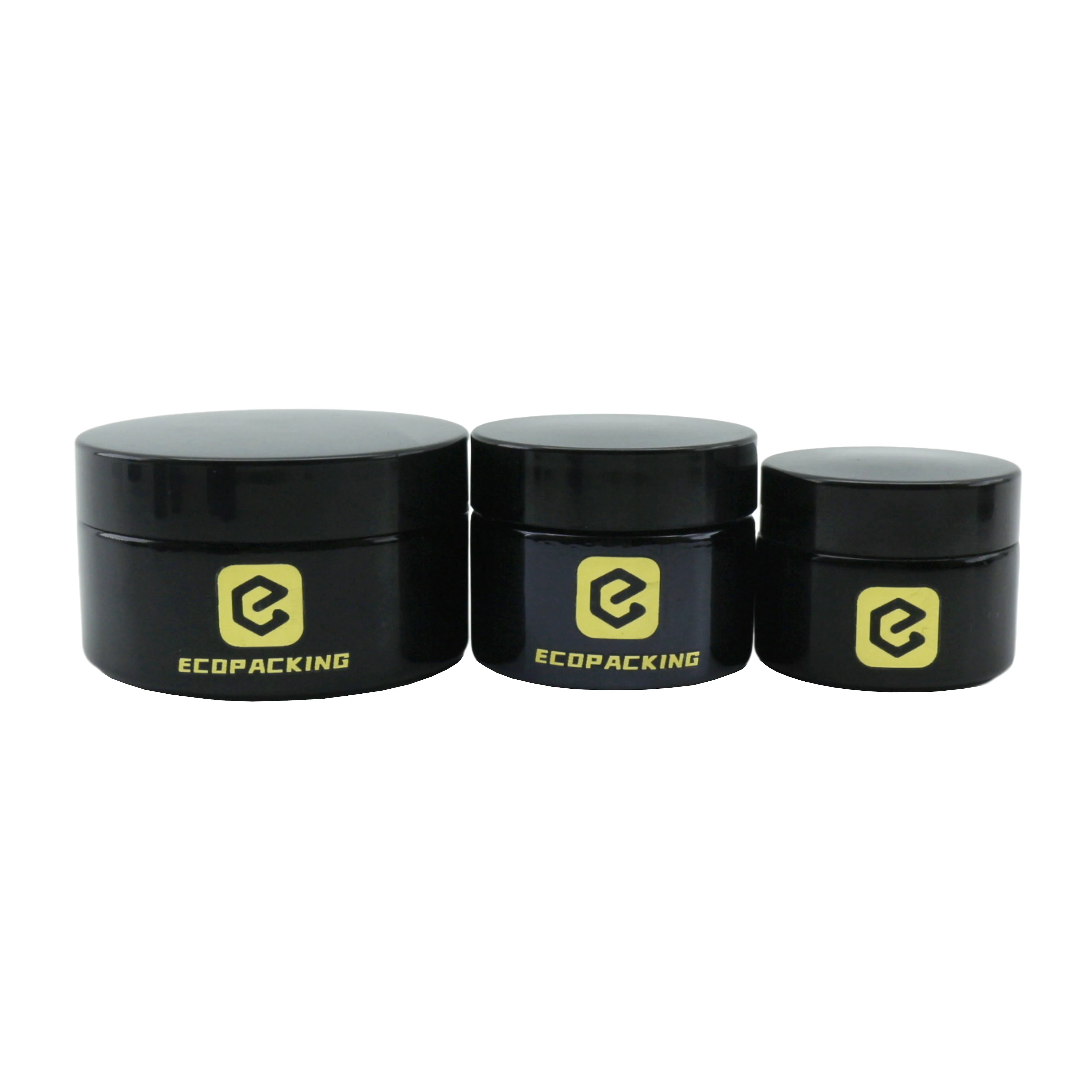 Beauty Cosmetic Cream Jars 5g 15g 30g 50g 100g 200g Black Uv Body Butter Scrub Glass Jar - 图片 5