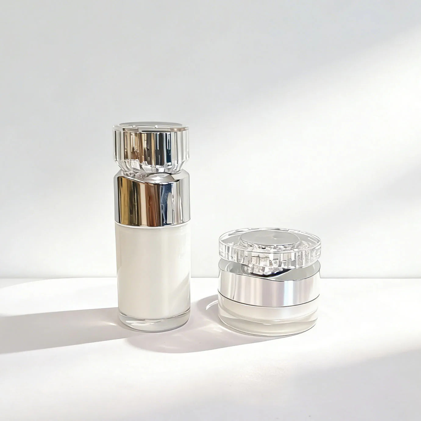 Thick Wall Acrylic Pump Bottle Empty Cream Jar High End Cosmetic Packaging With Custom Paper Boxes Packaging - 图片 5