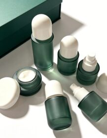 Frosted Green Cosmetics Jar 30g 50g 30ml 50ml 100ml 120ml Glass Toner Lotion Serum Bottles Packaging Containers Set