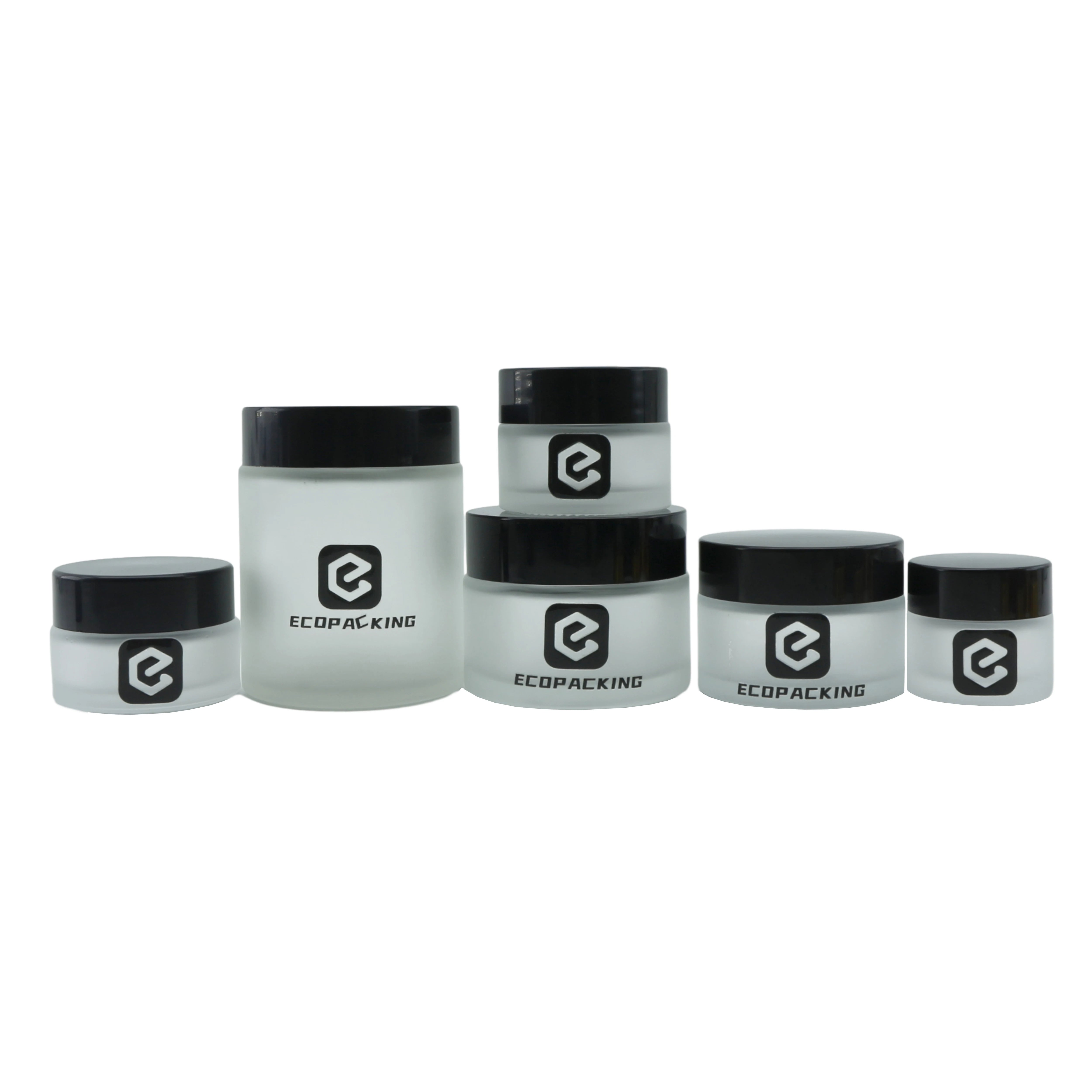 Eco Friendly Matte Frosted Black Glass Jar Cosmetic Cream Jar 30ml 50ml with Lids - 图片 9
