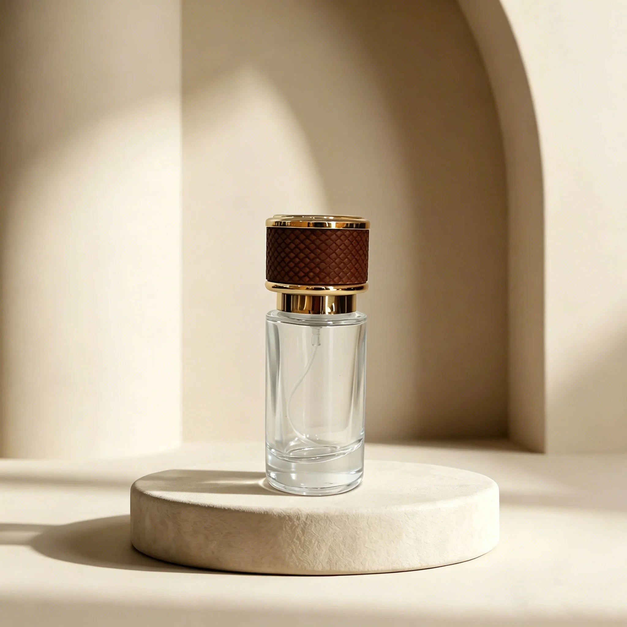 High-End Minimalist Fragrance Packaging 20ml Glass Spray Bottle with Pink & Brown Embossed Lids for Luxury Brands - 图片 2
