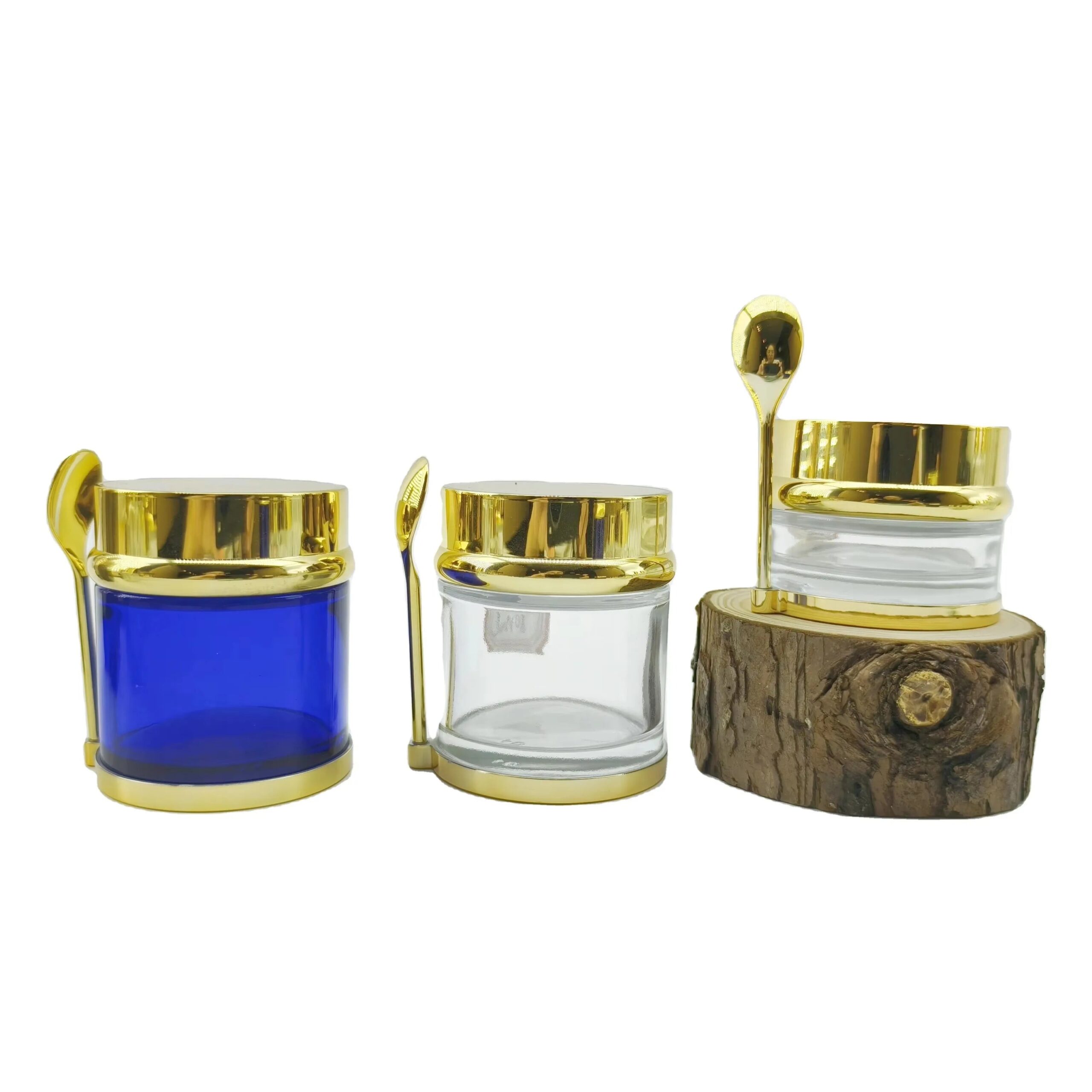 30g 50g 80g Clear Cream Glass Jar for Eye Cream Gel Packaging Cosmetic Face Skin Care Luxury GlassJar with Spoon - 图片 2