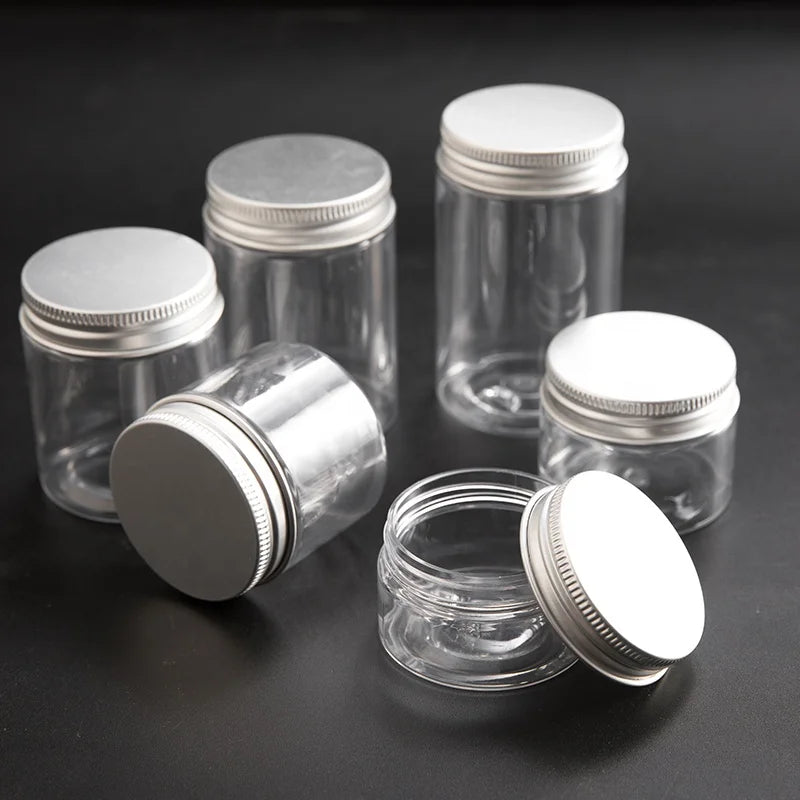 Transparent Container 100ml 120ml 150ml 200ml 250ml 300ml Plastic Food Jar with Aluminum Screw Lid - 图片 6