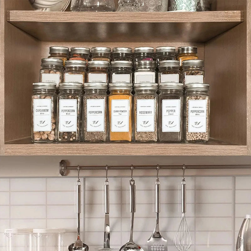12pcs 24pcs Full Set Spice Food Grade Glass Spice Jar Container with Lid for Seasoning Bottle Set Kitchen Houseware Package - 图片 3