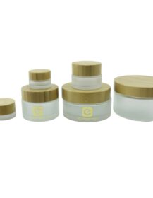 5g 15g 30g 50g 100g Frosted Glass Cosmetic Jar Body Butter Cream Glass Cosmetic Jar with Bamboo Lid F888