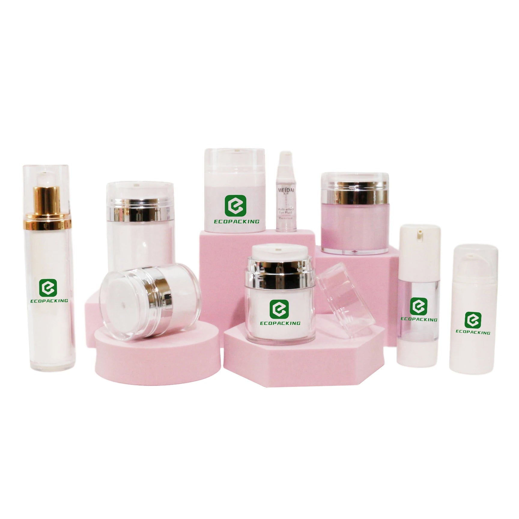 Luxury Cosmetic Airless Pump Jar 15ml 30ml 50ml 100ml Cream Airless Jar Refillable Plastic Airless Bottle Jar C888