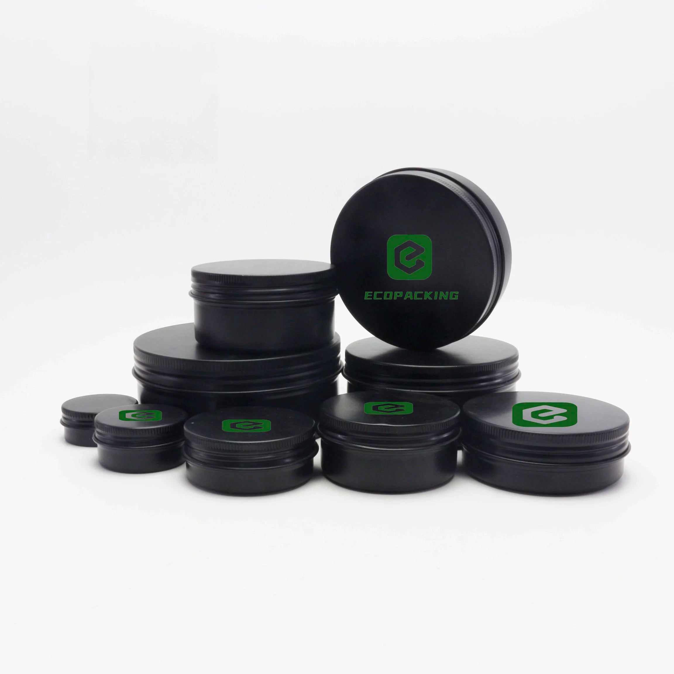 15ml 30ml 50ml 60ml 80ml100ml Matte Black Round Aluminum Cream Jar for Cosmetic