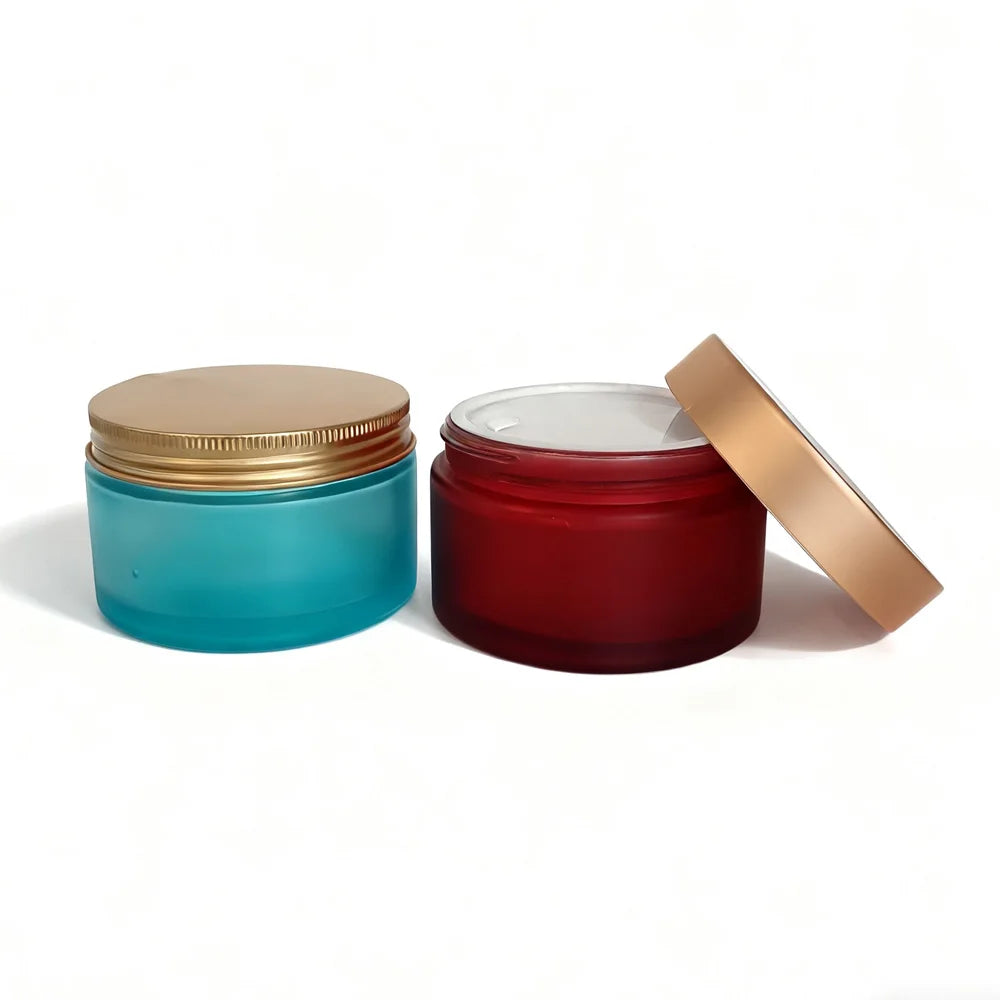 200g 200ml clear Frosted Body Butter Jars Glass Jars with Plastic Aluminum Lids for Cosmetics - 图片 2
