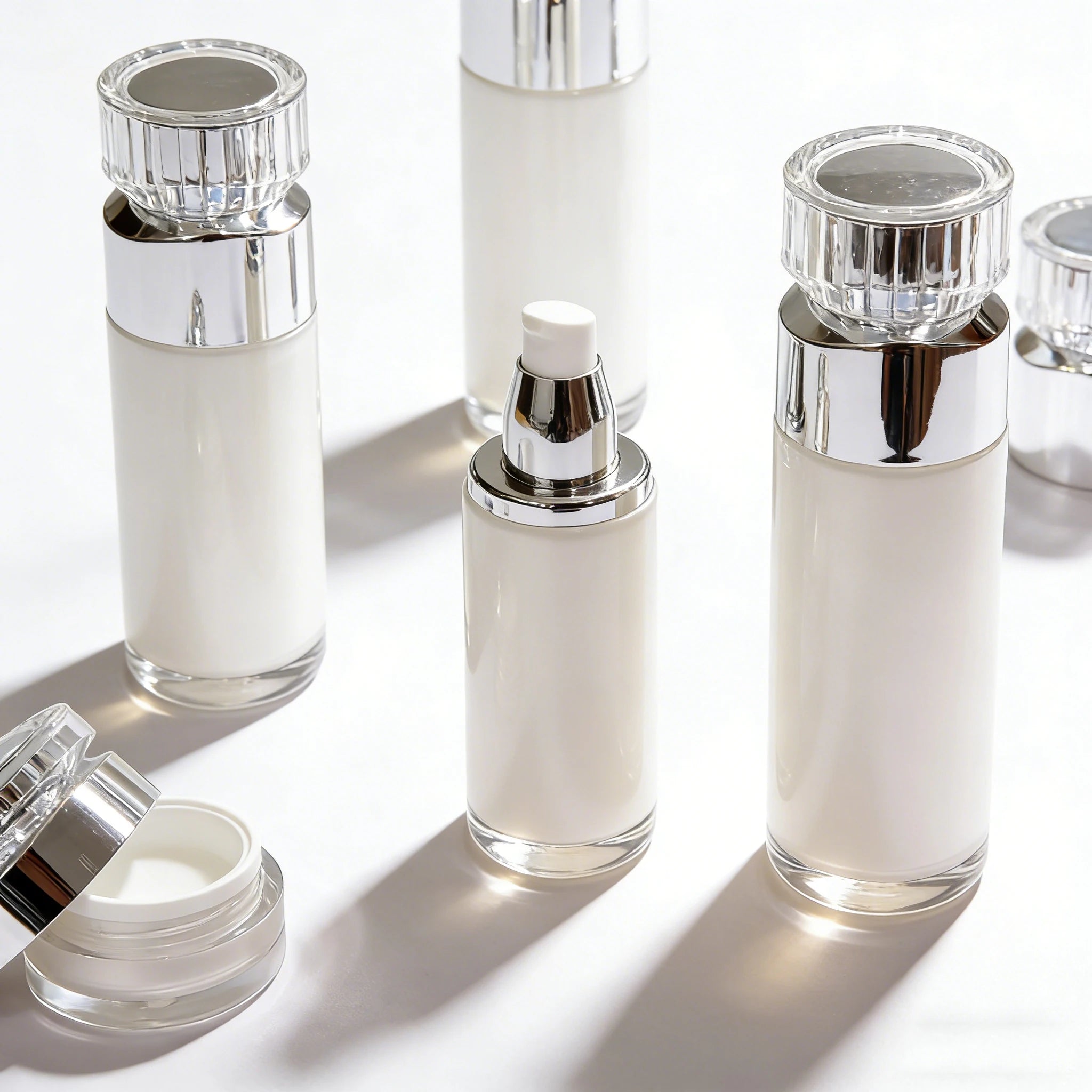 Luxury 30ml 50ml 100ml Acrylic Serum Powder Lotion Pump Bottles 15g 30g 50g Facial Cream Plastic Acrylic Jar for Cosmetic Set - 图片 4