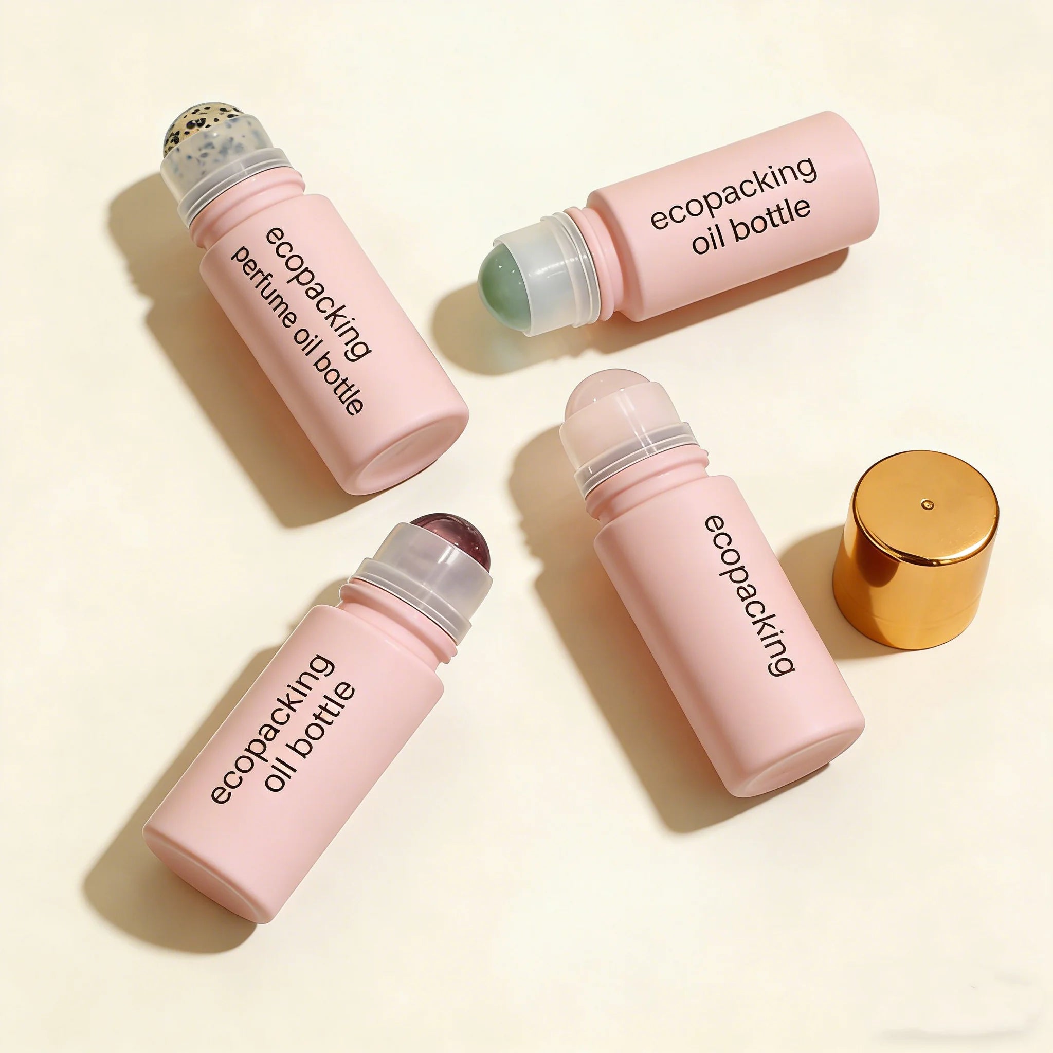 50ml Empty Glass Bottle Clear Amber Essential Oil Bottle Rose Quartz Gemstone Roller Ball Bottle - 图片 5