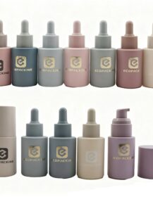 30ML 1OZ Flat Glass Lotion Pump & Dropper Bottle with Frosted Finish Custom Color & Logo for Face Cream & Eye Drop