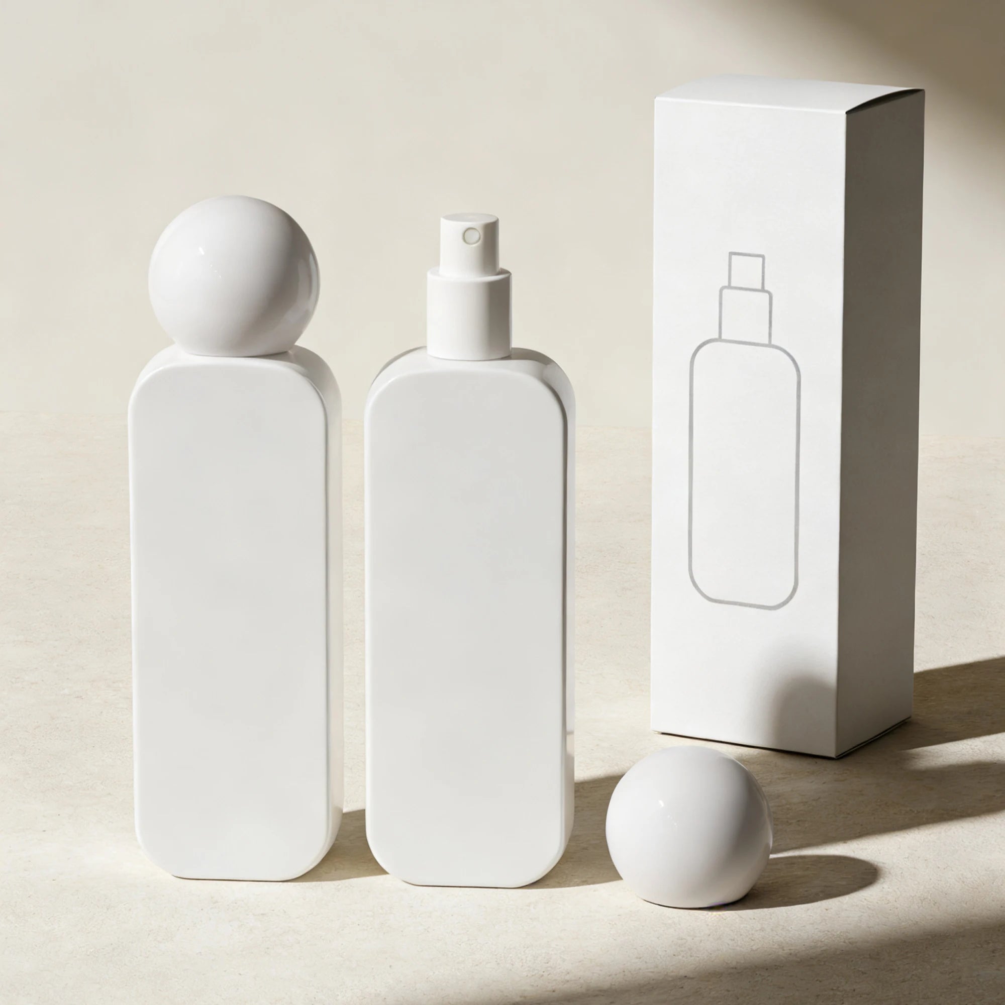 High Quality Refillable White Square Glass Perfume Bottle 100ml Empty Spray Bottle for Lid for Screen Printing Face Cream - 图片 4