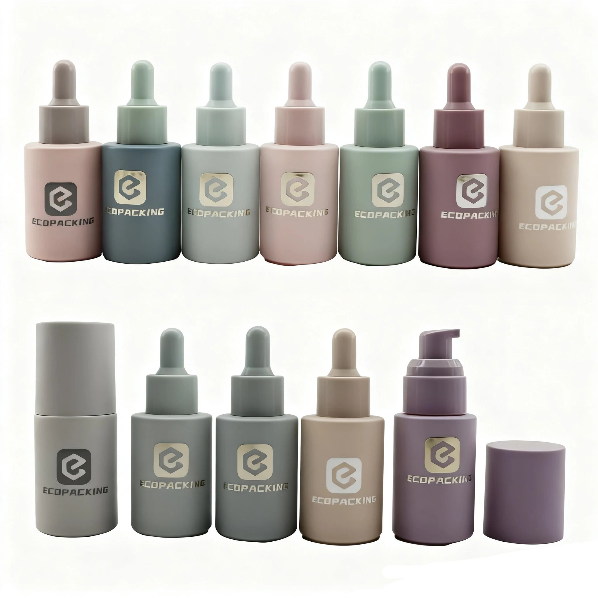 30ml 60ml Eco Flat Shoulder Glass Lotion Bottle Dropper Cap Face Cream Serum Toner Packaging - 图片 7