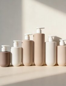 HDPE Cosmetic Shampoo & Conditioner Bottles with Lotion Pump Silk Screen Printing Gold Stamp Logo 250ml/300ml/500ml