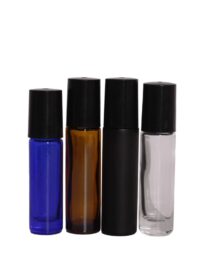 Empty 10ml Amber Clear Roll on Glass Bottles  for Essential Oil Perfume Serum