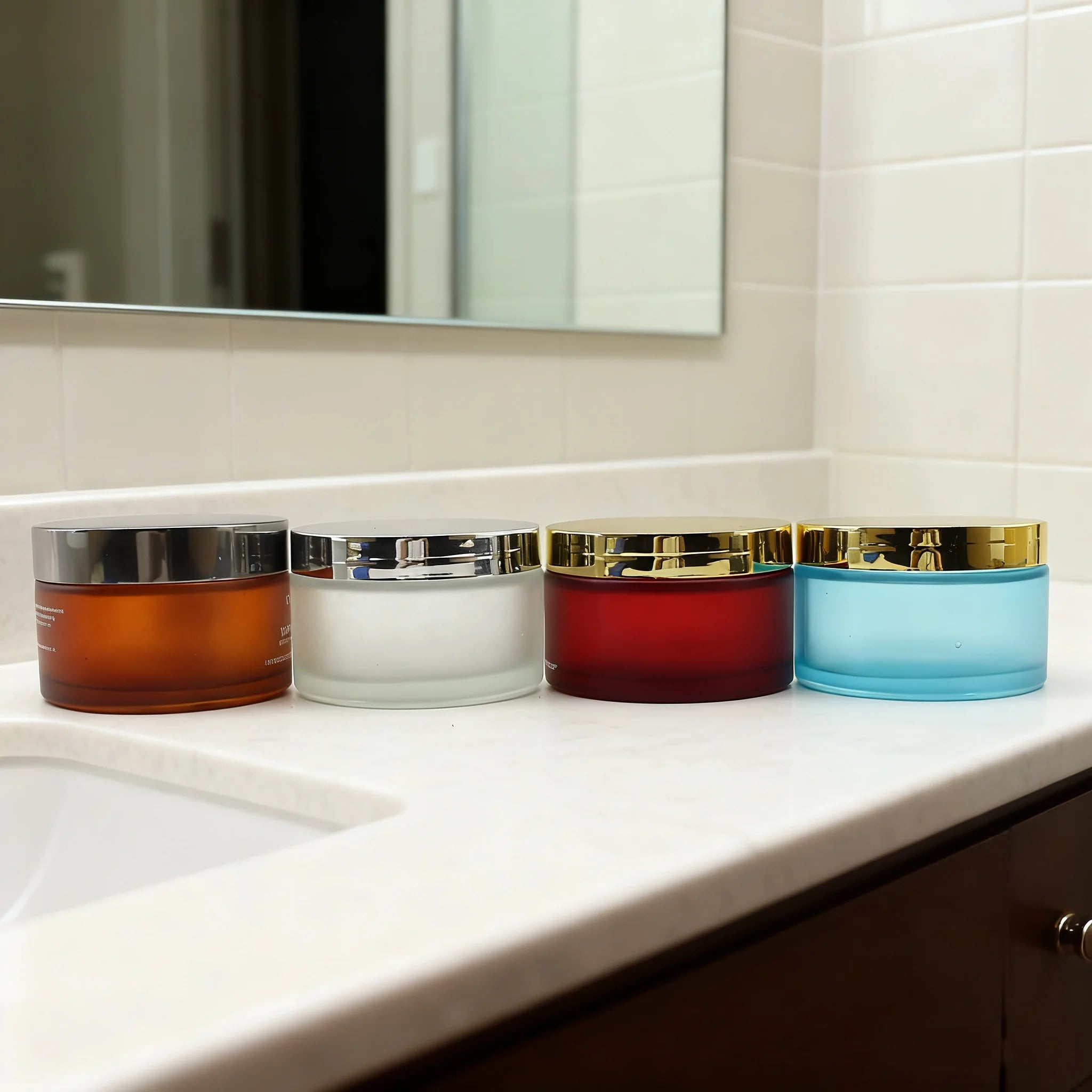 Natural Round Glass Cosmetic Cream Jars With Wood Cap 200ml Bamboo Top for Scrub Cosmetic Jar - 图片 4