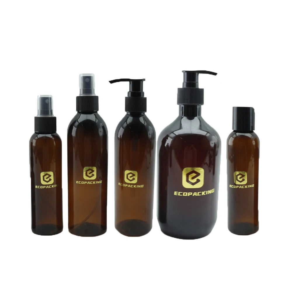 Wholesale 30ml 50ml 60ml 100ml 120ml 150ml 200ml 250ml 300ml 500ml Amber PET Plastic Cosmetic Bottle with Spray Pump Disc Cap - 图片 7