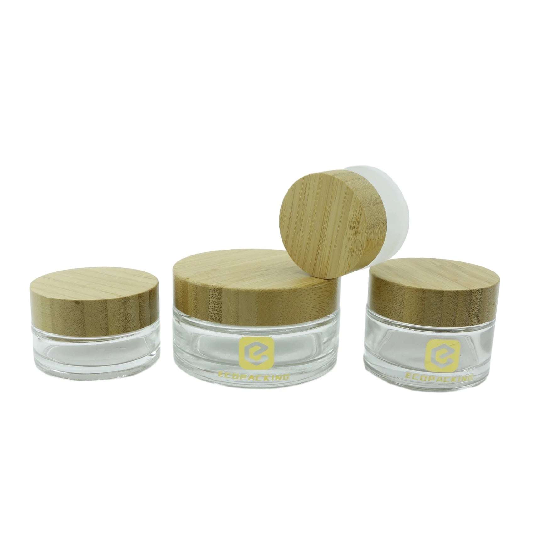Cosmetic Body Butter Cream 5ml 15ml 30ml 50ml 100ml 200ml Frosted White Black Amber Green Glass Jar with Bamboo Lid for Cream - 图片 3