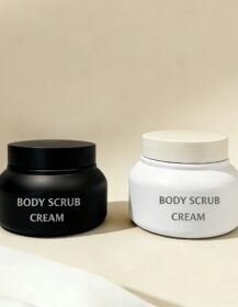Custom White Black PET Face Cream Body Scrub Jars Body Butter Cream Containers 8oz for Skincare Packaging