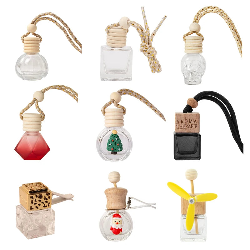 Car Perfume Bottle 5ml 6ml 8ml 9ml 10ml 12ml Hanging Glass Bottle Diffuser Air Freshener Ornament Perfume Pendant - 图片 2
