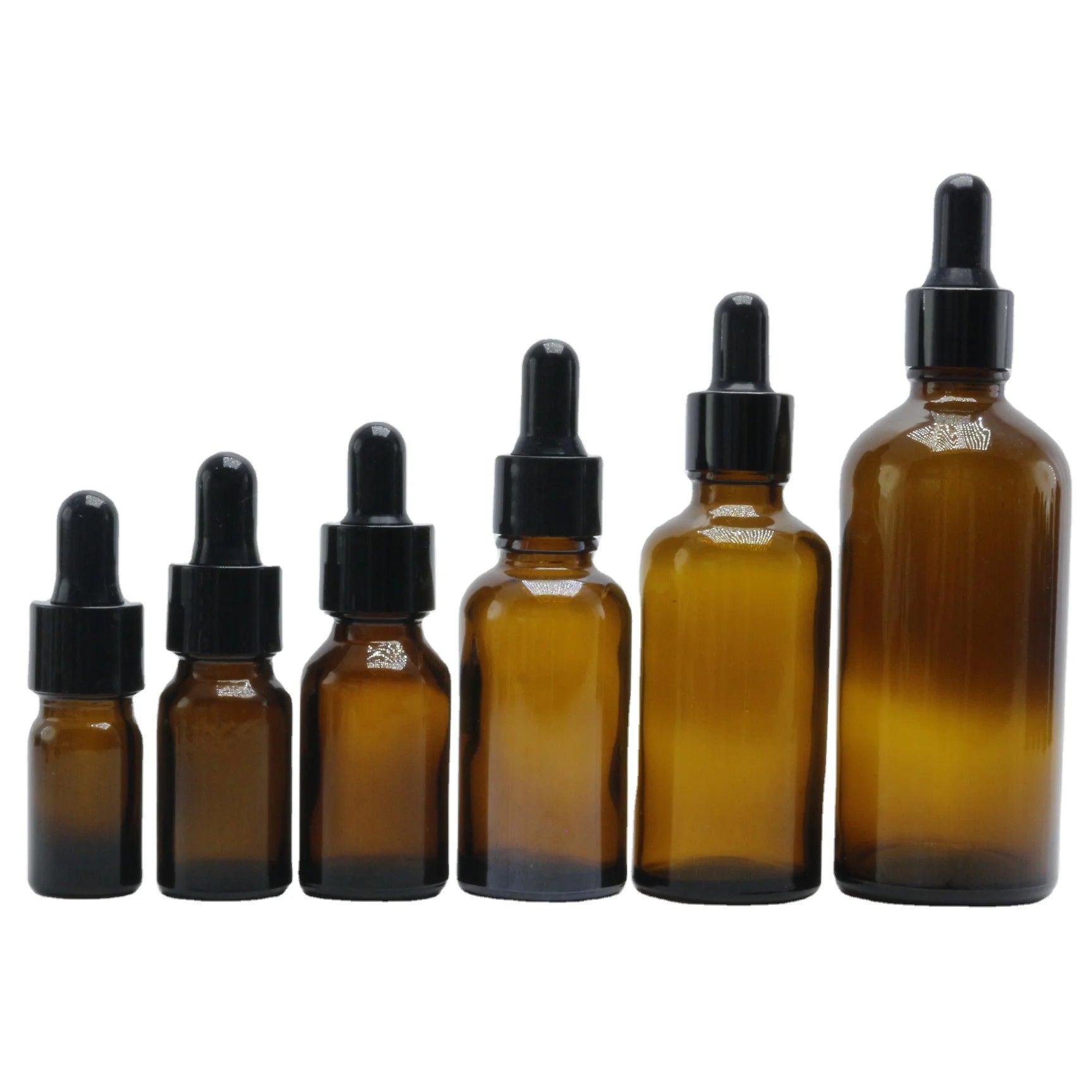 Wholesale 5ml 10ml 15ml 20ml 30ml 50ml 100ml Amber Glass Essential Oil Bottle with Plastic Dropper
