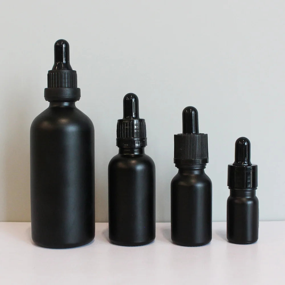 Hot Sale 5ml 10ml 15ml 30ml 50ml 100ml 4oz Empty Serum Bottles Matte Black Perfume Essential Oil Glass Dropper Bottle - 图片 2