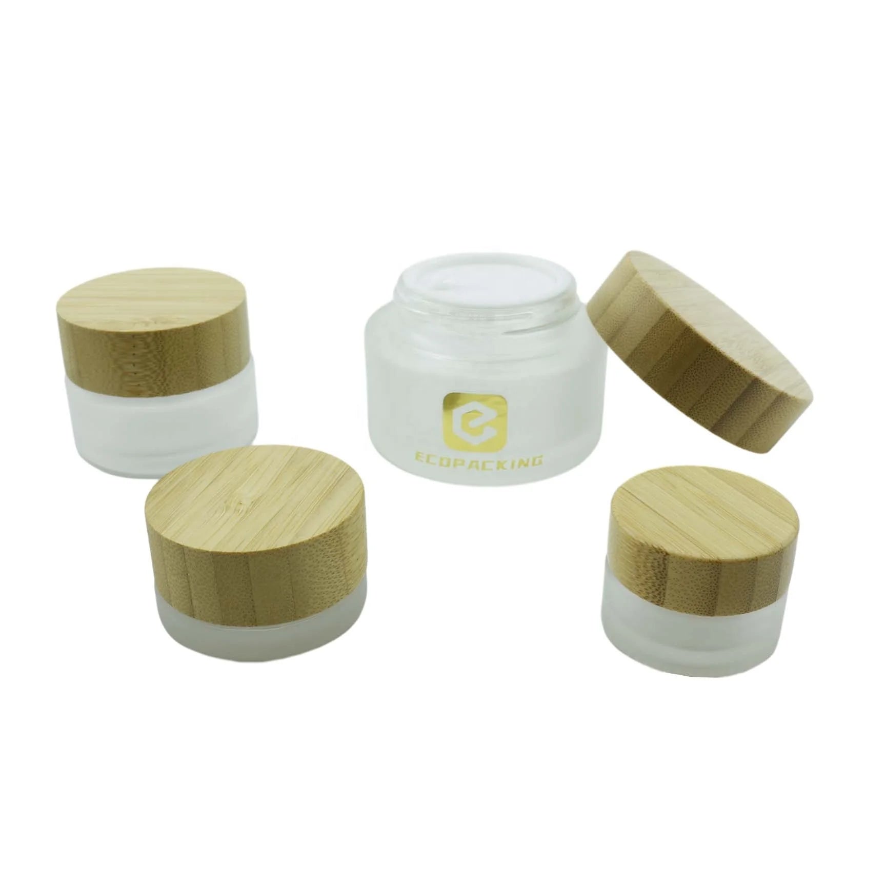 Hot Sale 5ml 15ml 30ml 50ml 100ml 200ml Glass Face Cream Jar with Bamboo Lid - 图片 5