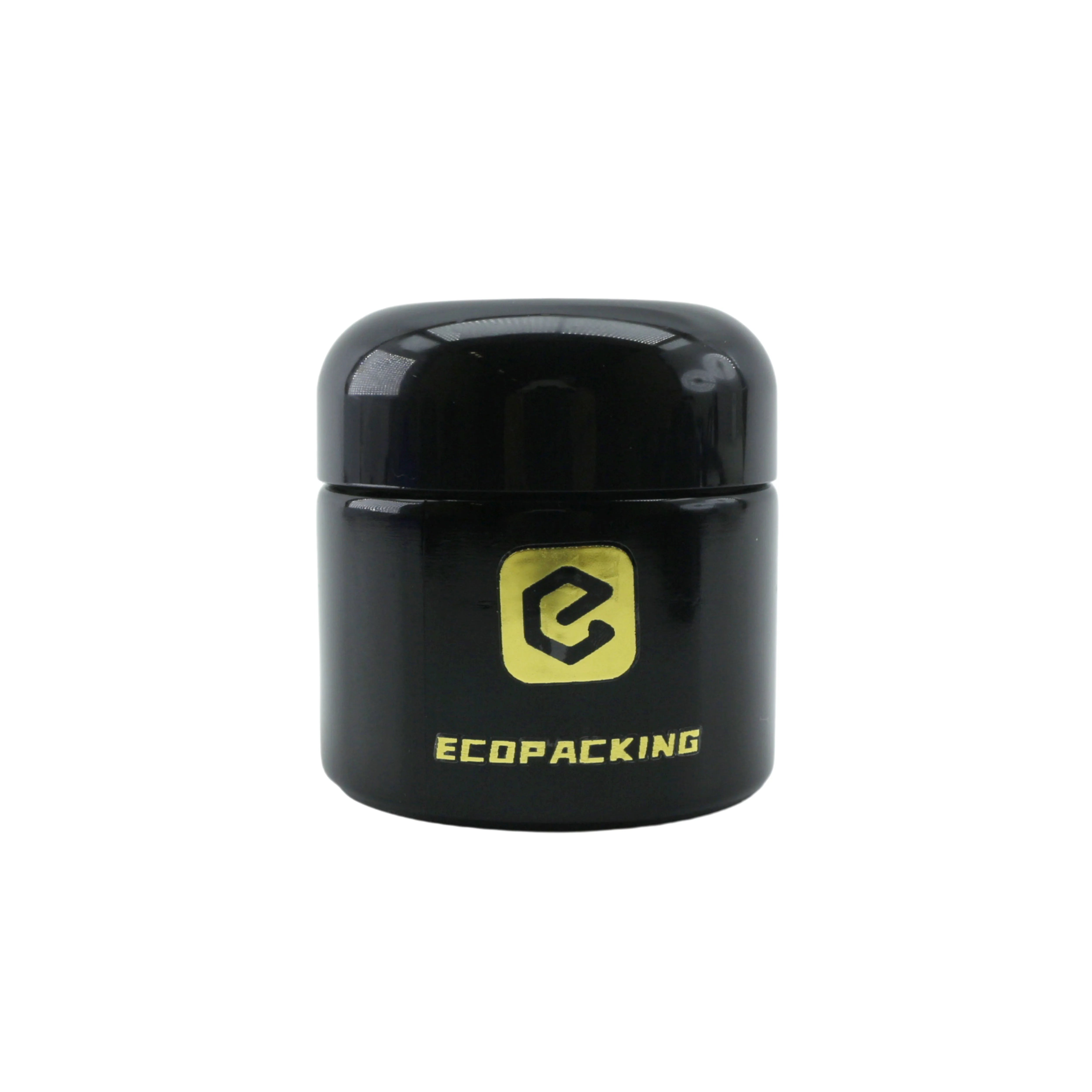 In Stock 100g UV Dark Violet Cosmetic Cream Glass Jar with Black Lid - 图片 5