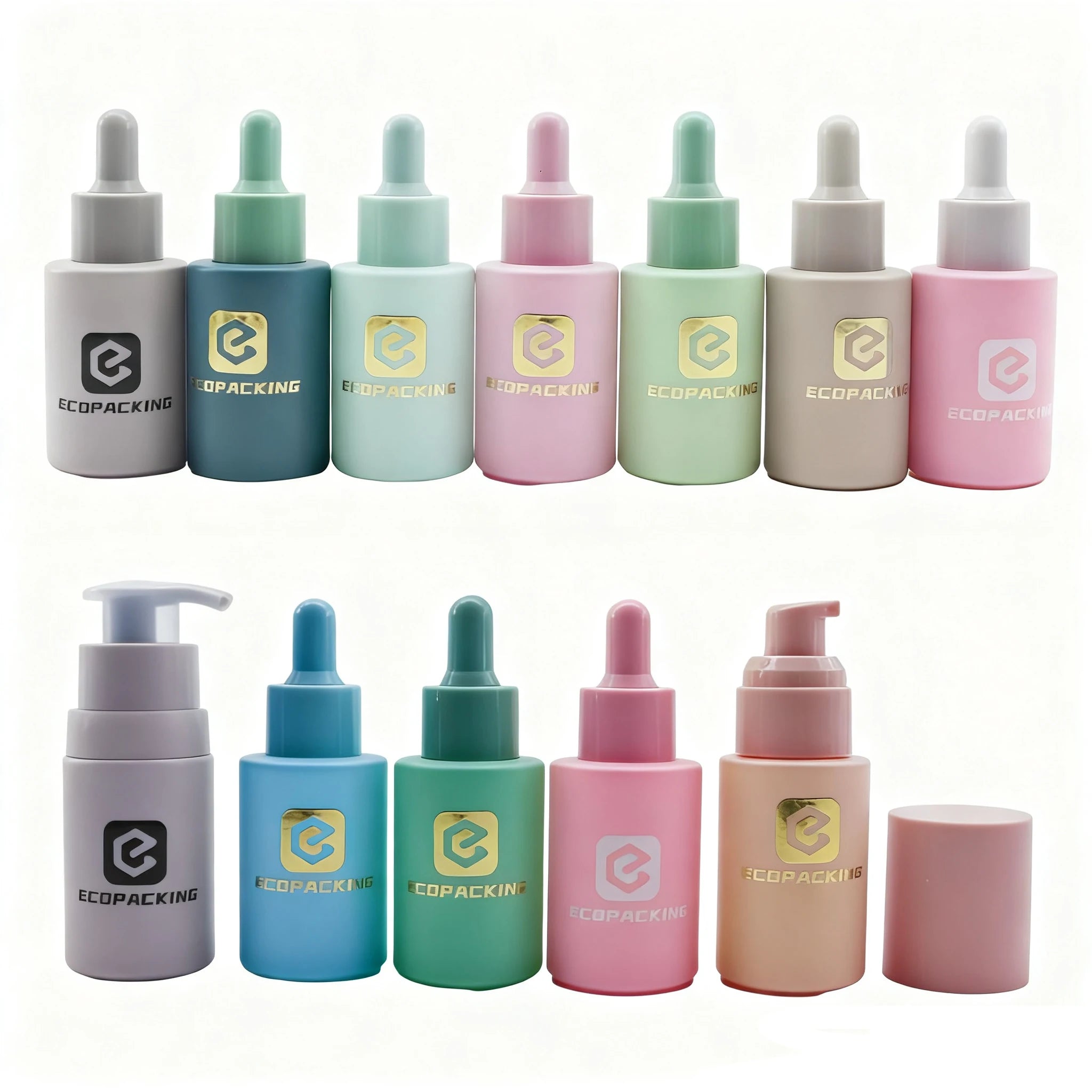 30ml Flat Frosted White Glass Dropper Pump Bottle with Hot Stamping for Eye Drops Essential Oils Cosmetics & Lotions - 图片 3