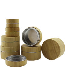 Empty 15g 30g 50g 100g 150g Custom Wooden Cosmetic Aluminum Bamboo Jar Bamboo Cosmetic Cream Aluminum Container With Bamboo Lid