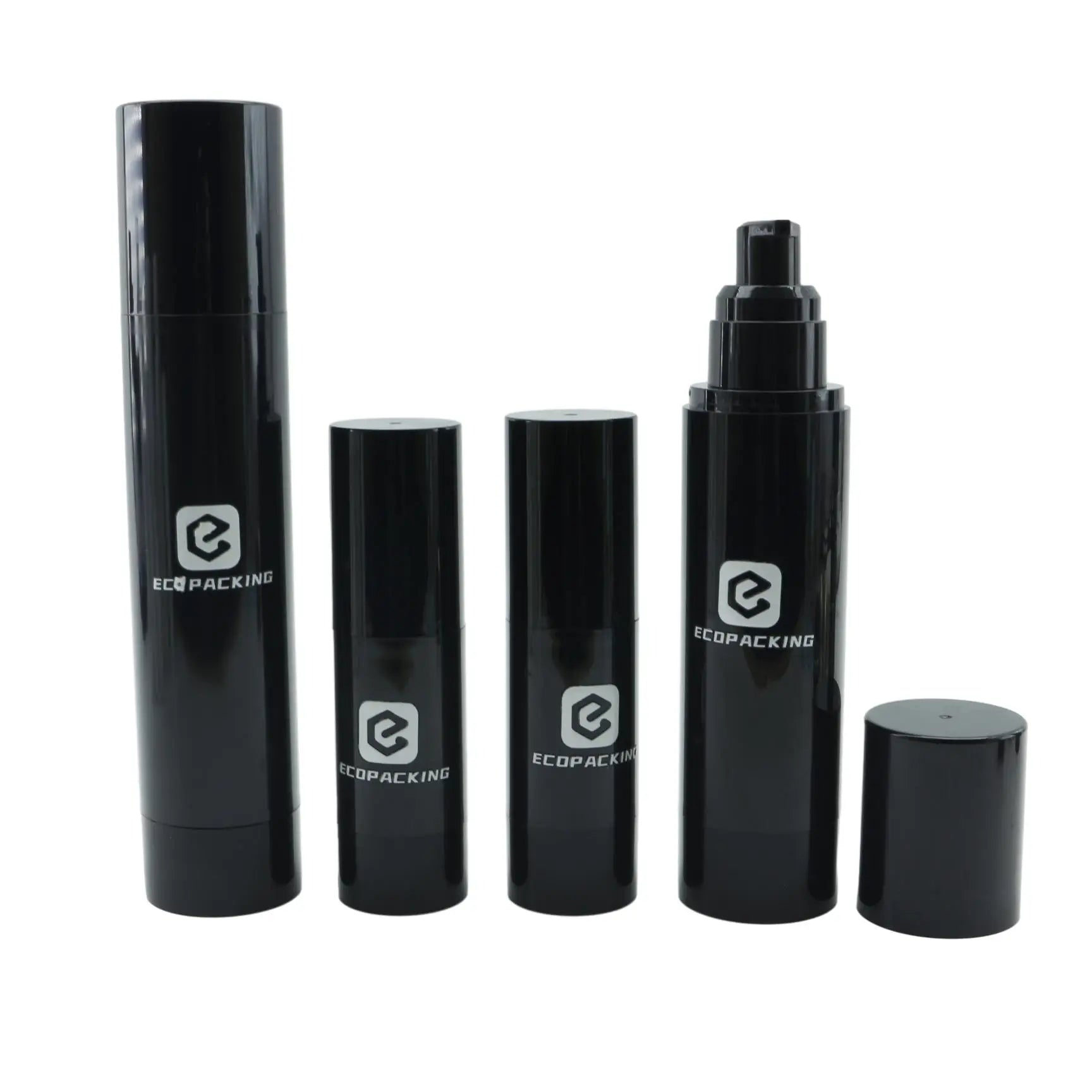 15ml 30ml 50ml Black Cosmetic Lotion Refillable Airless Pump Bottle Luxury Plastic Black Airless Pump Bottle - 图片 5