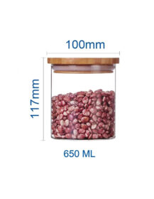 OEM Empty High Borosilicate Custom 100ml 200ml 300ml 400ml 500ml 1000ml Food Cookie Kitchen Glass Spice Jar with Bamboo Lid