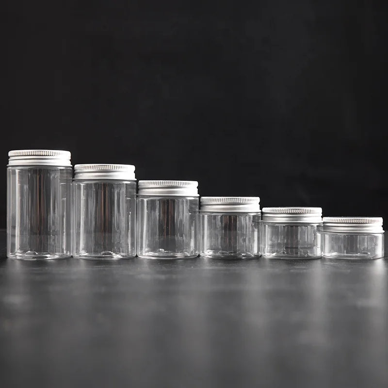 Transparent Container 100ml 120ml 150ml 200ml 250ml 300ml Plastic Food Jar with Aluminum Screw Lid - 图片 4