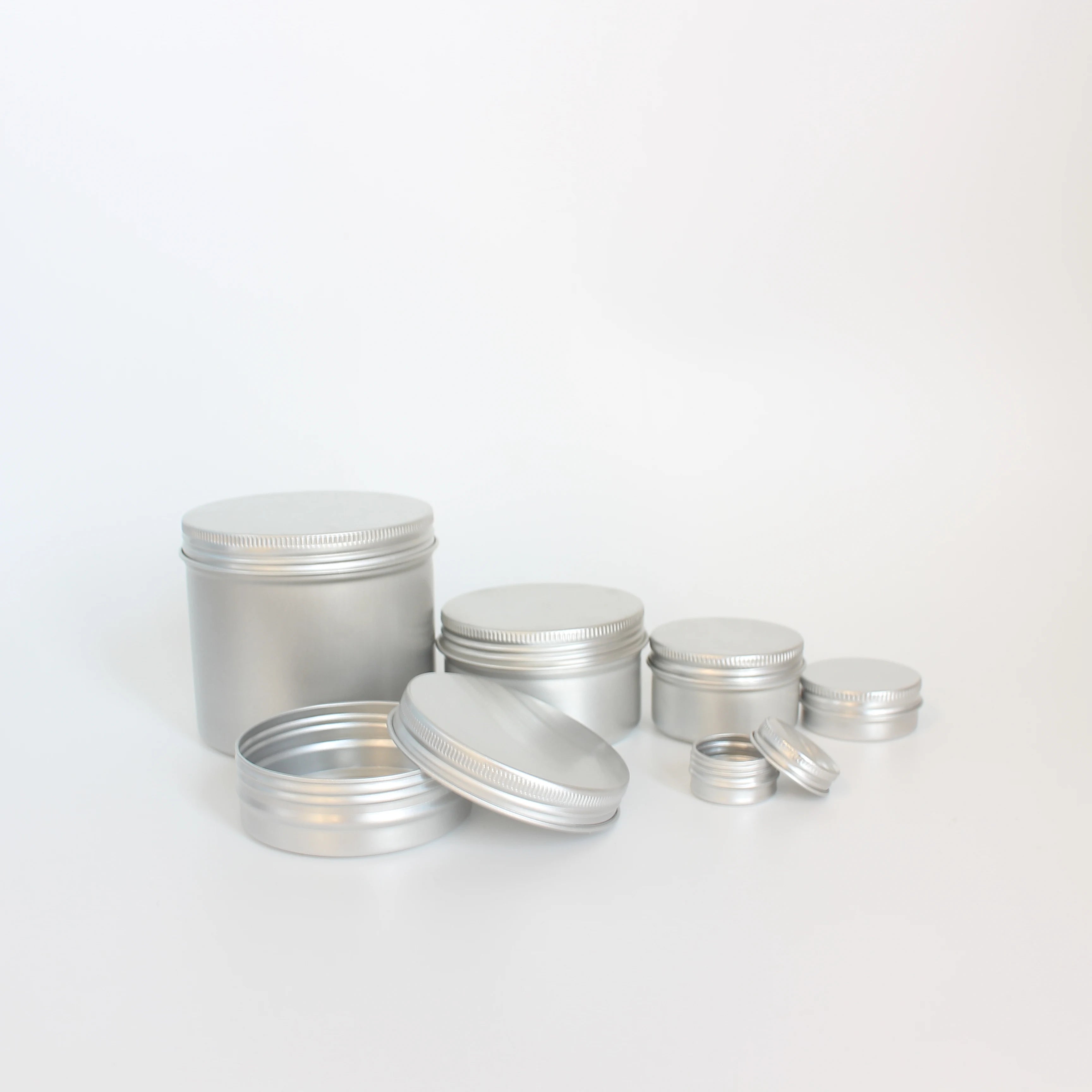 Round Screw Cap Aluminum Jar Metal Tin Can Soap Jar Lip Balm Cosmetic Candle Containers 10ml 50ml 60ml 100ml 120ml 150ml 200ml - 图片 4