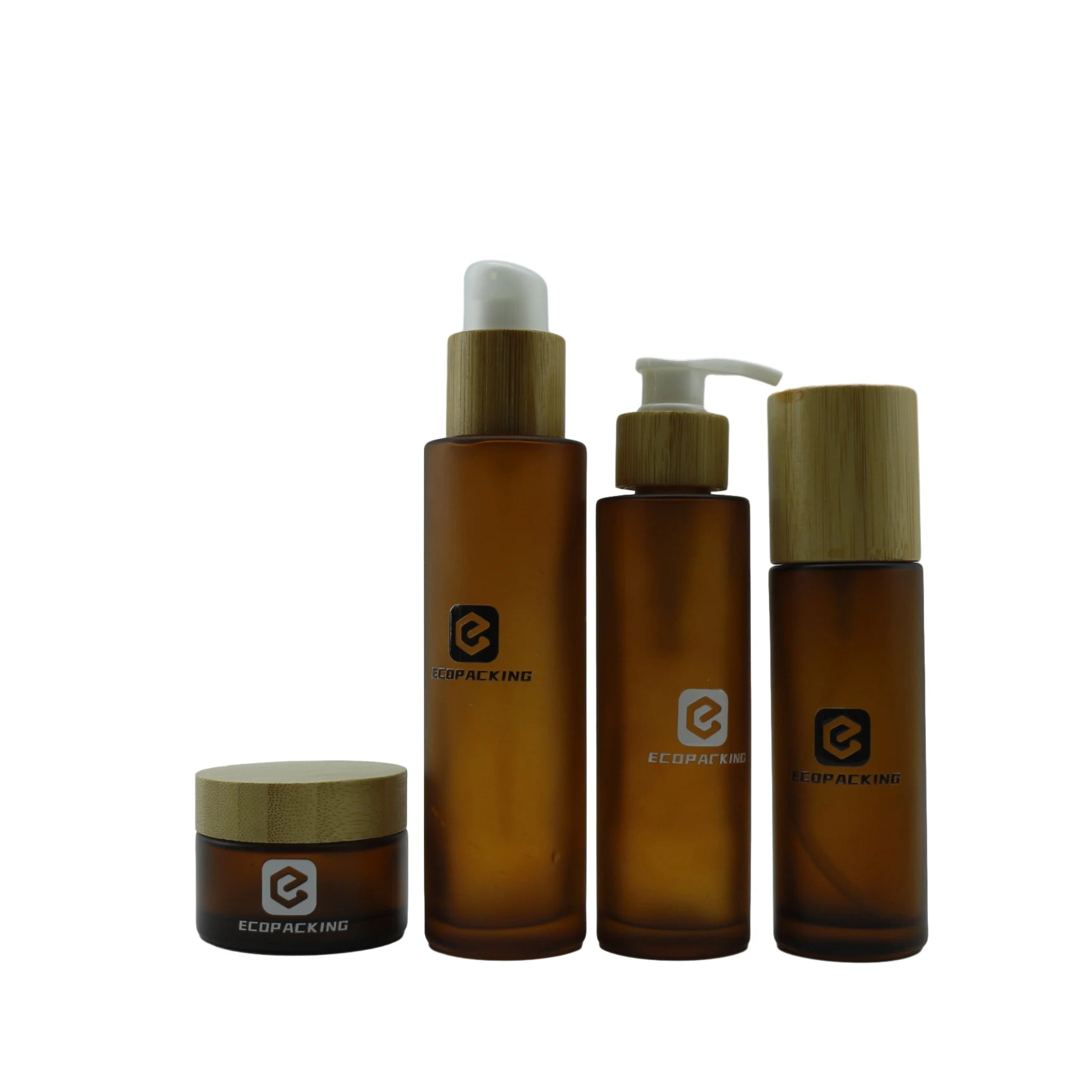 Hot Sale Empty 30ml 50ml 60ml 100ml 120ml Glass Flat Shoulder Matte Amber Bamboo Spray Bottle with Fine Mist Sprayer - 图片 2