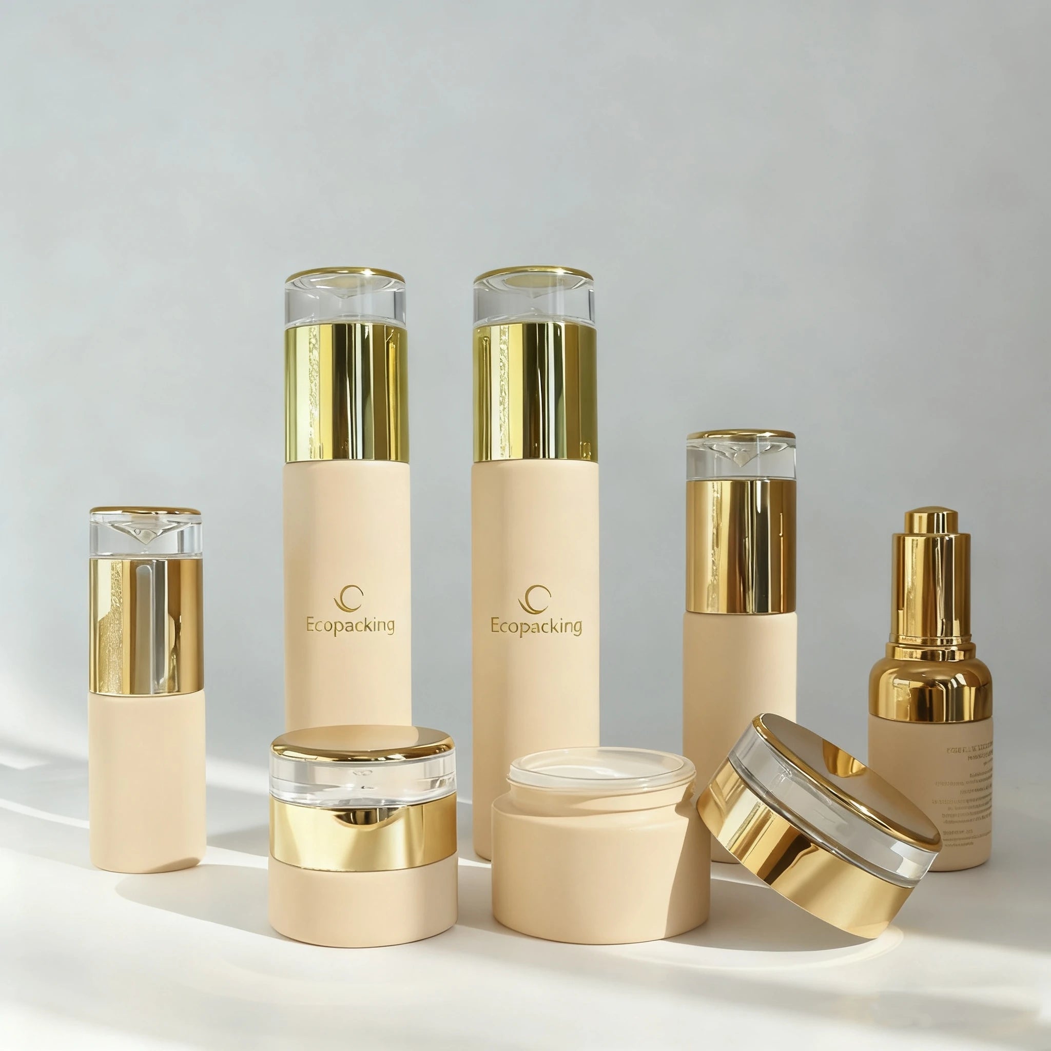Luxury Empty Skincare Packaging 15ml 30ml 50ml 100ml Glass Lotion Pump Bottle Cosmetic Jar