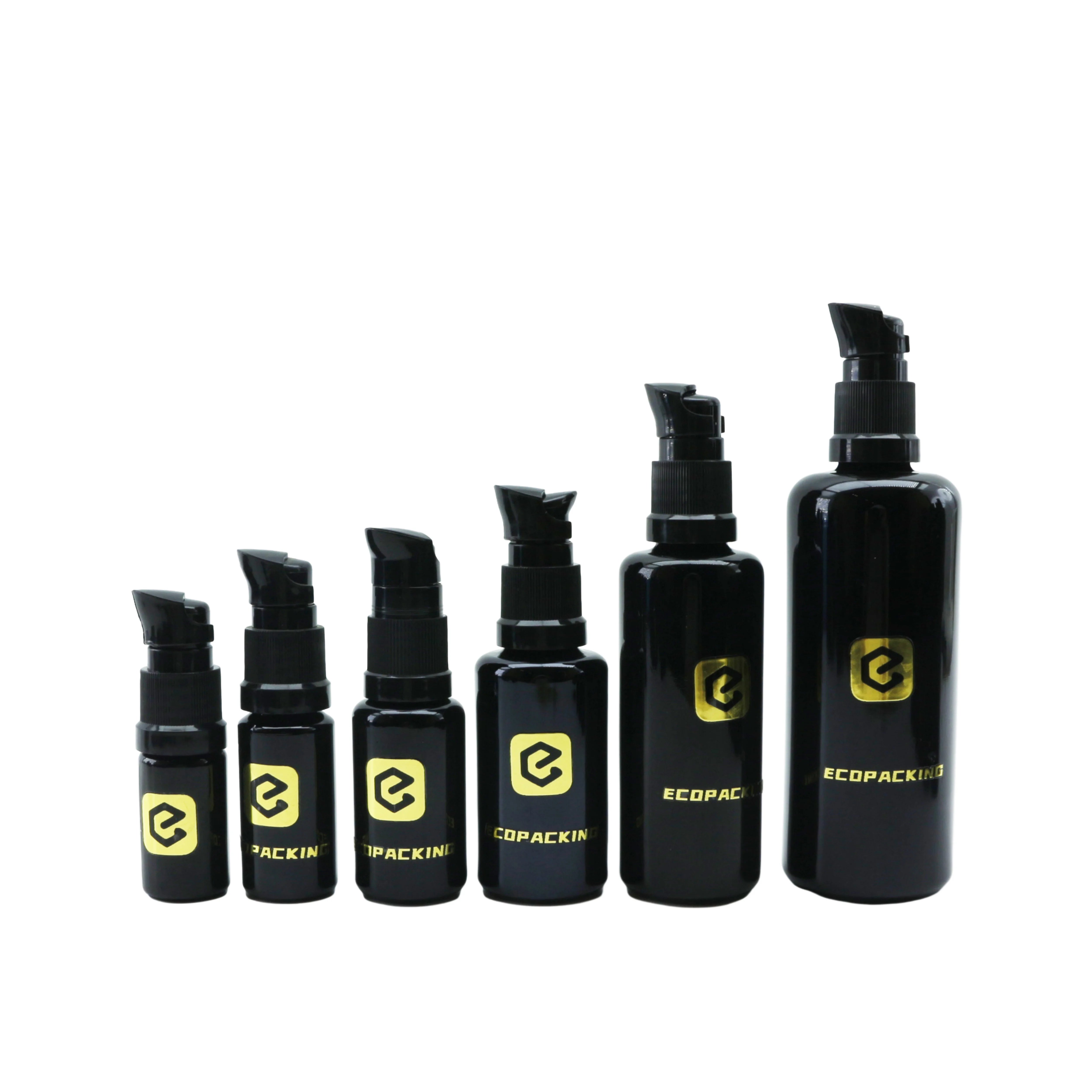 5ml 10ml 15ml 20ml 30ml 50ml 100ml 200ml Black UV Dark Violet Glass Bottle Cosmetic Lotion Essential Oil Dropper Bottle - 图片 6