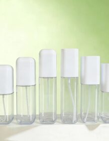 Luxury 80ml 100ml 120ml Square Plastic Spray Pump Bottle with White Cap 40ml Cosmetic Serum Dropper Bottle